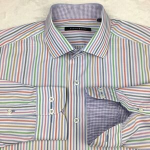 Hammer Made Shirt Mens 17 (43) Multi-Color Stripes Long Sleeves